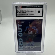 2019-20 Upper Deck Allure Iced Out Purple Diamond /50 Cale Makar Rookie Auto RC