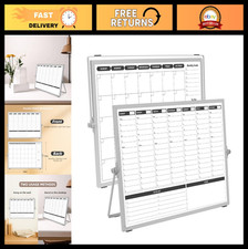 Double-Sided Dry Erase Calendar Board with Stand - Weekly Monthly Planner, 16"