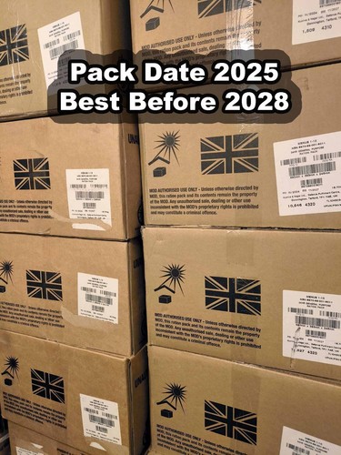 MRE BRITISH FULL BOX 10 Packs CASE ARMY 24 HR HOUR RATIONS UK Military BBE 2028