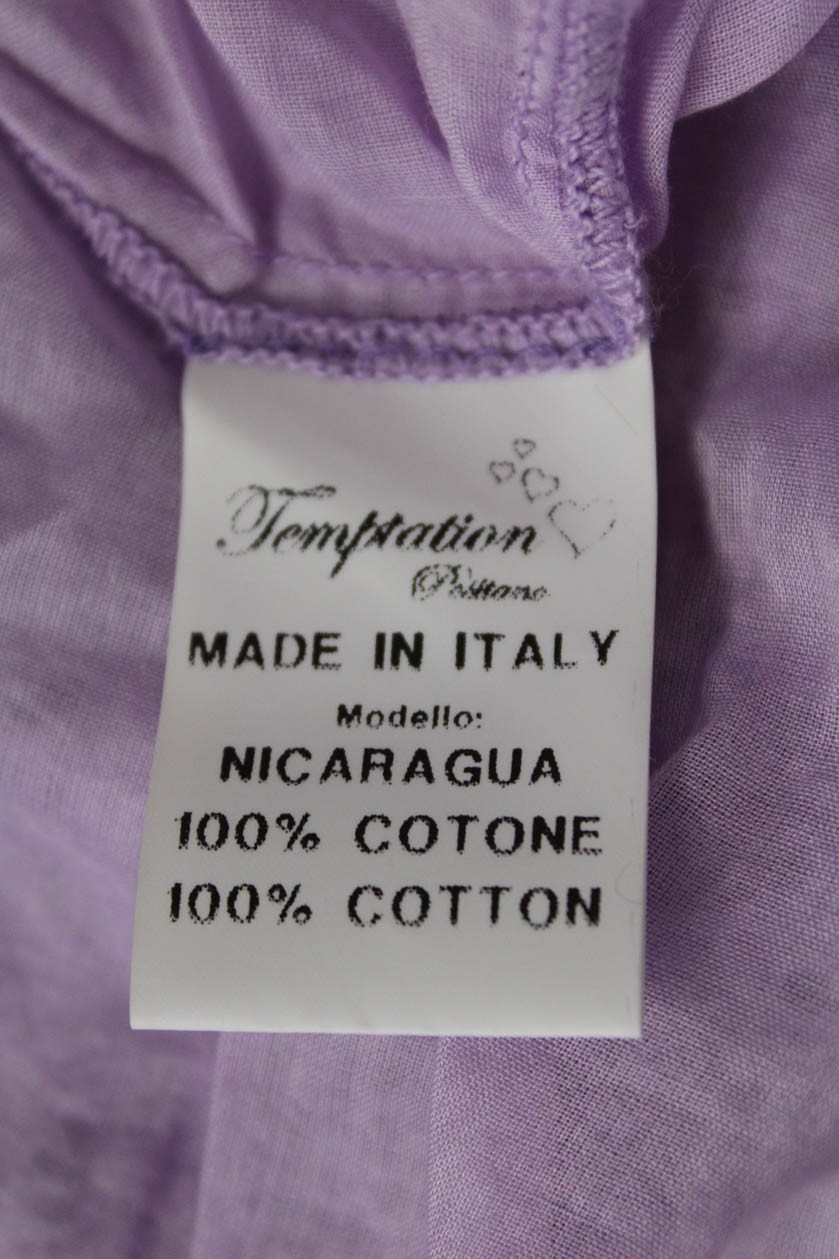 Temptation Positano Womens Cotton Sleeveless Lace Tube Top Purple Size S