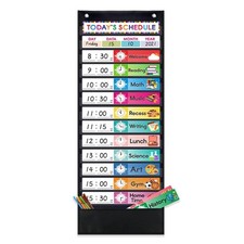 Daily Schedule Chart with 15 Dry-Eraser Cards - 13 Pockets for Classroom  Ho...