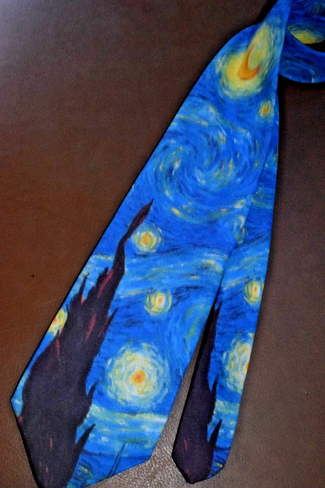 Corbata de Colección Ralph Marlin Años 90 Vincent Van Gogh Noche Estrellada Poli Corbata 56 x 3.75" Foto 2 de 4