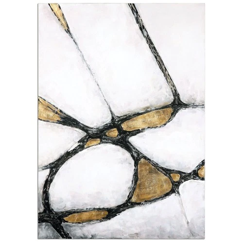 Uttermost 34352 Abstract In Gold And Black 60" x 42" Canvas Art - Hand Painted - Picture 1 of 6