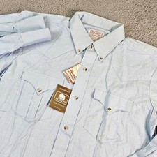 Vintage H Bar C Ranchwear Shirt Mens Large Blue Long Sleeve Western USA Cotton