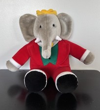 Vtg Gund Babar the Elephant Plush 1988 Macys 14  Stuffed Animal Red Suit Crown