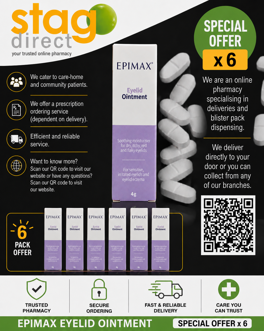 Epimax Eyelid Ointment 4g x 6 PACK - For Sensitive Itchy Eyelids & Eczema -