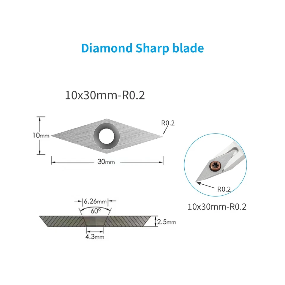 15Pcs Tungsten Carbide Cutters Inserts Set for Wood Lathe Turning Tools (11mm... - Image 2 of 4