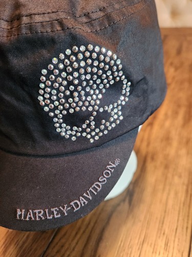Cappello moto Harley Davidson Skull Designer nero secchiello donna 100% cotone - Foto 2 di 10
