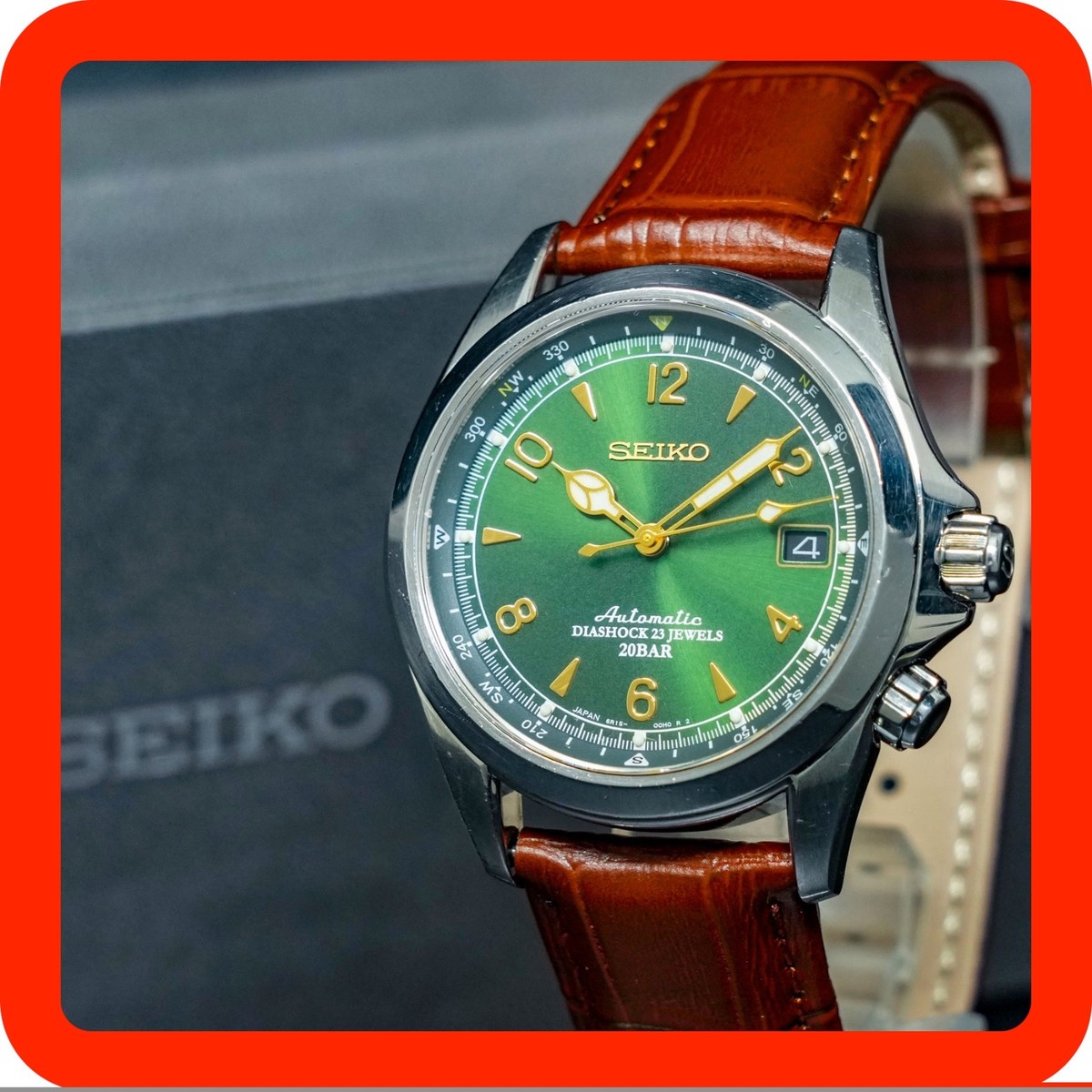 BOXED [N-MINT] SEIKO Alpinist 6R15-00E0 Green Round Automatic Date