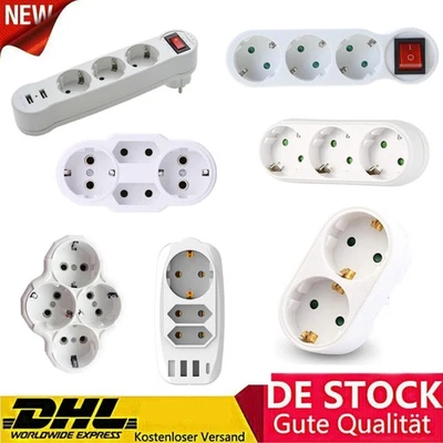 MARKENLOS 2/3/4 fach Steckdosenadapter Mehrfachstecker Adapter für Steckdose mit Schalter