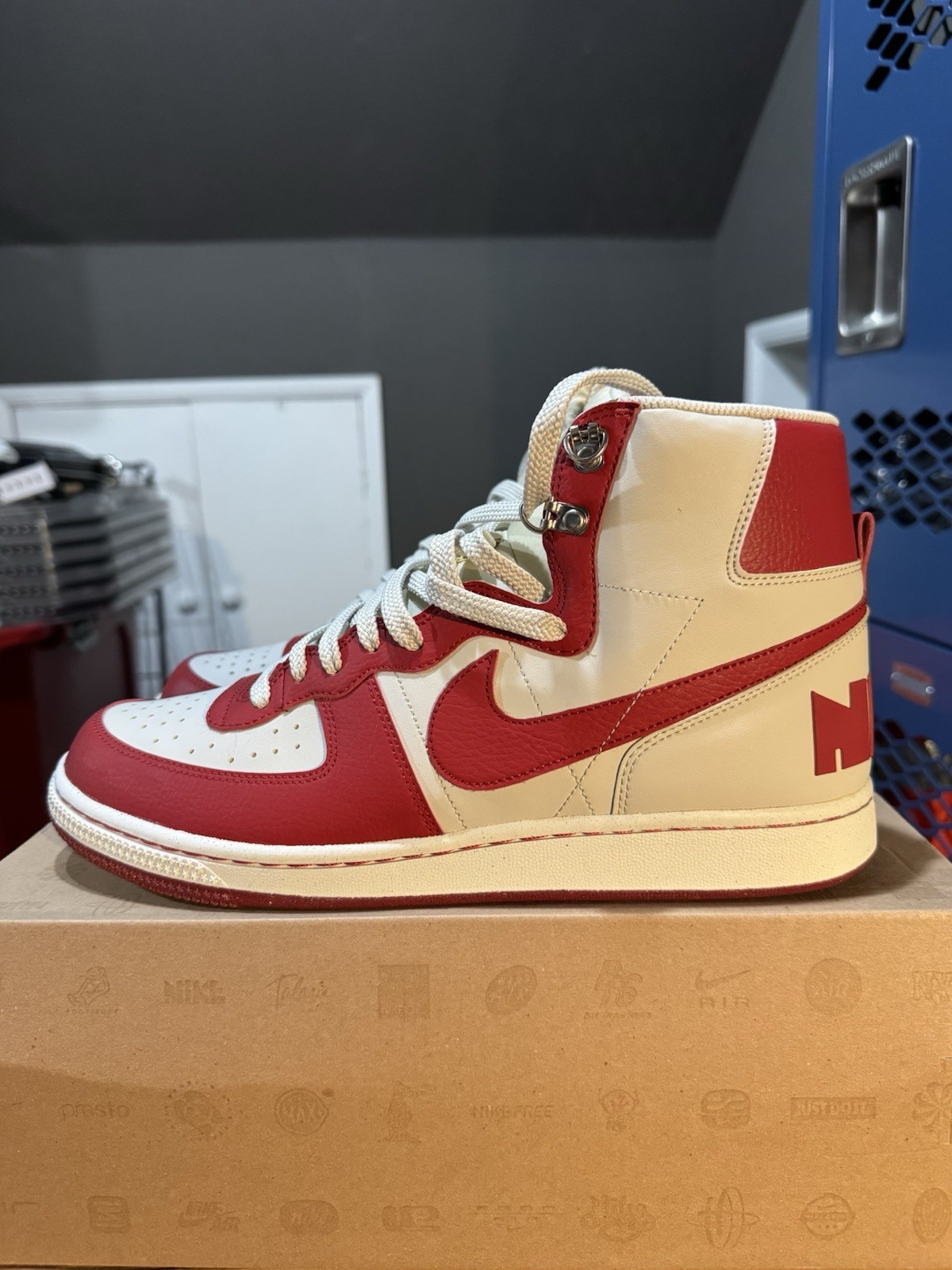 Nike Terminator High Basic Light Bone Varsity Red… - image 1
