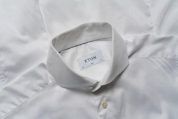 Men Eton Shirt White Cotton 38 / M / 46 #30YP