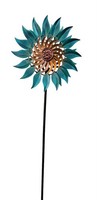 Windrad Metall Blume TüRkis Gold Gartenstecker 122Cm Garten Dekoration Deko