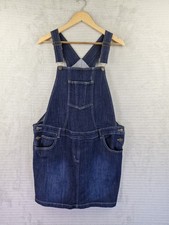 JoJo Maman Bebe Maternity Denim Pinafore Dungaree Dress Blue Size UK 12