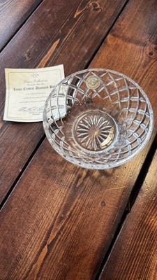 Lenox Vintage Full Lead Crystal Diamond Bowl 5'' Czech Republic Certificate