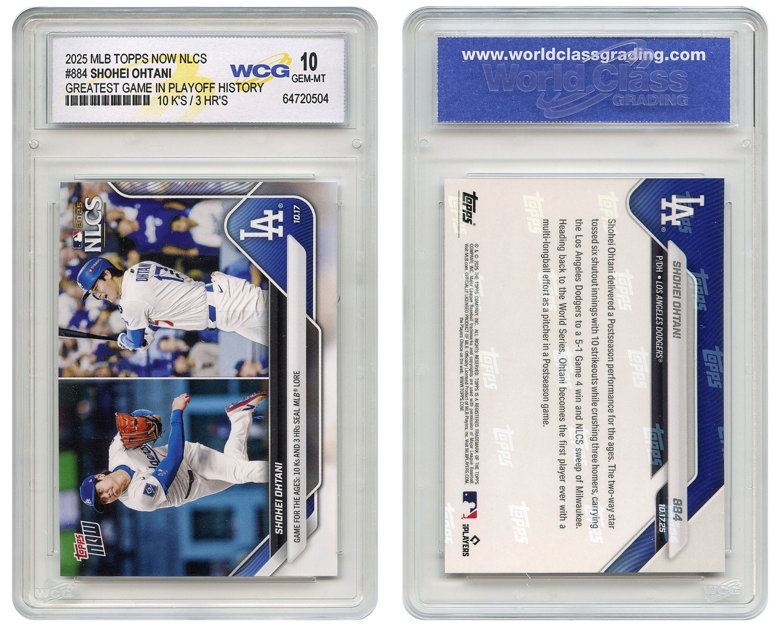 2025 Topps SHOHEI OHTANI Greatest Game in Playoff History Card #884 GEM-MINT 10 view 2
