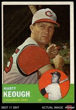 1963 Topps #21 Marty Keough Bottom is Completely Green Reds VARIATION 2 - GOOD