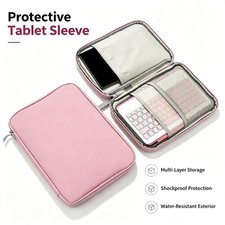 10.9 Inch Laptop Bag PU Leather Waterproof Shockproof Padded Multi Pocket Work