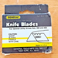 General No. 852-100 Heavy Duty Utility Knife Blades - 100 Blades  NOS  FREE SHIP
