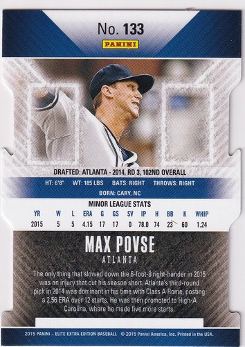2015 Panini Elite Extra Edition Status RED Die-Cut 002/200 MAX POVSE #133 - Picture 2 of 2