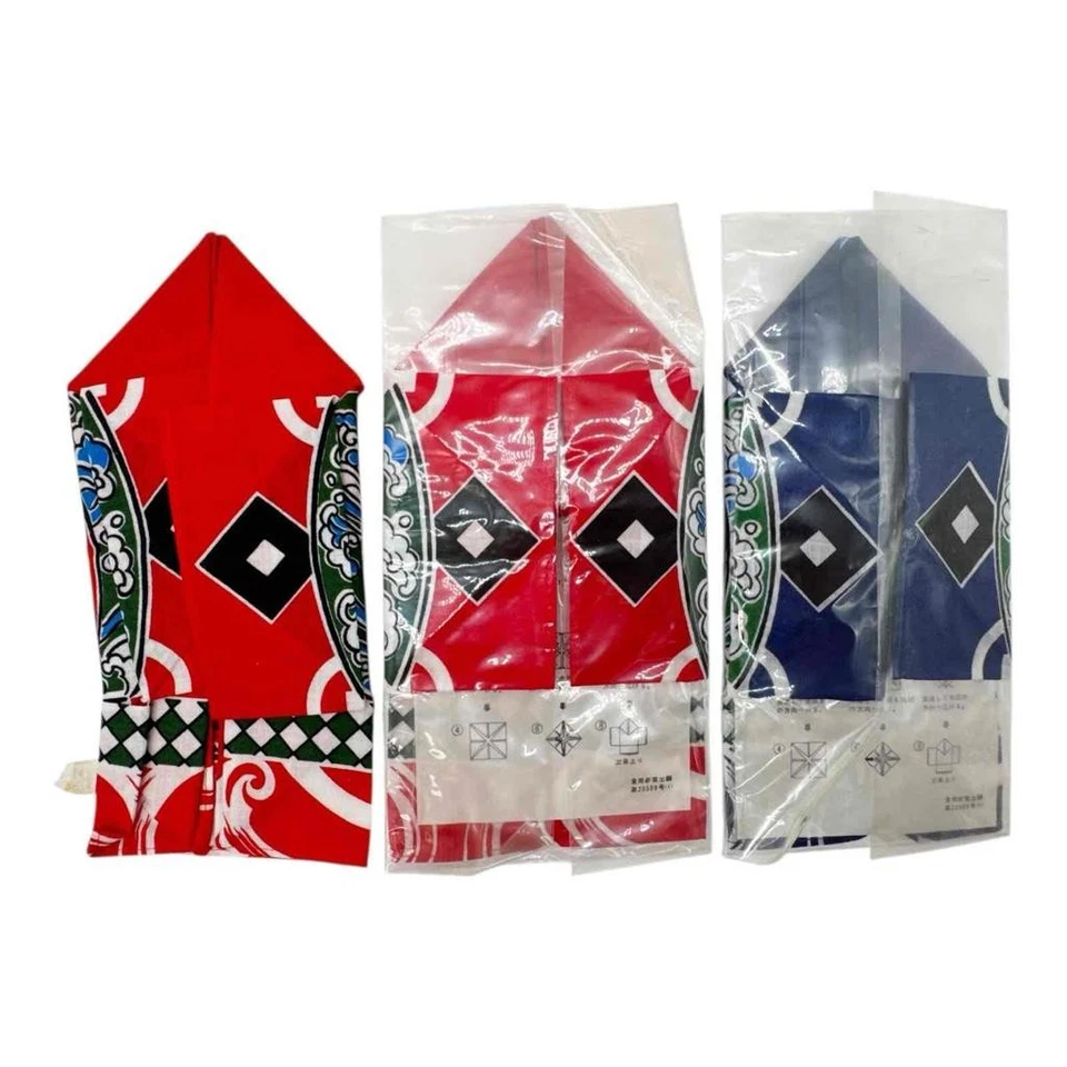 Lote De Colección De 3 Pañuelos De Tela Samurai Origami Hechos en Japón 2 Pañuelos Nuevos Foto 2 de 4