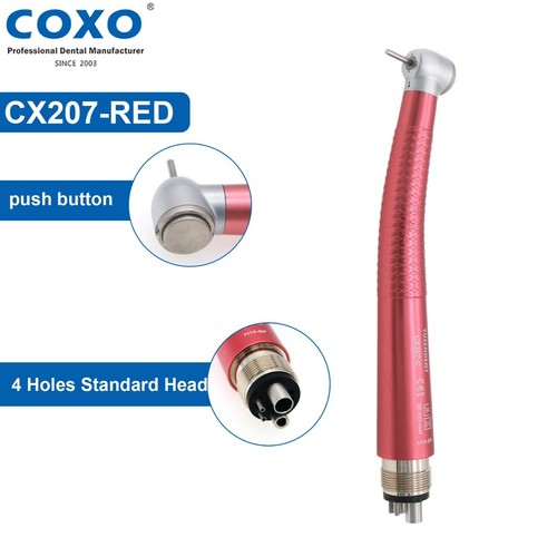 Stock de EE. UU. COXO CX207-C 350 K RPM pieza de mano dental turbina de aire de 4 orificios color rojo - Imagen 2 de 19