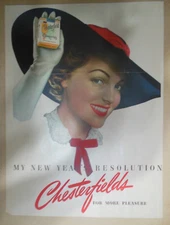 Chesterfield Cigarette Ad: My New Years Resolution! from 1939 Size: 11 x 15 inch
