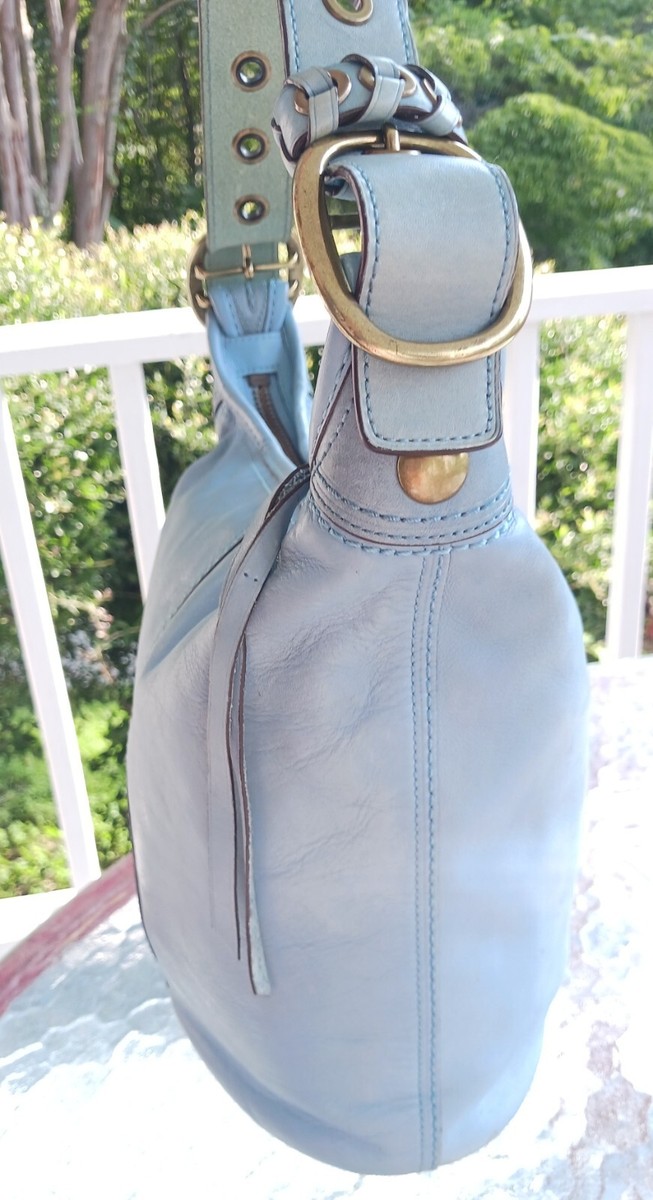 Coach 11422 MEDIUM Vintage Bleecker Sky Blue Leather Bucket