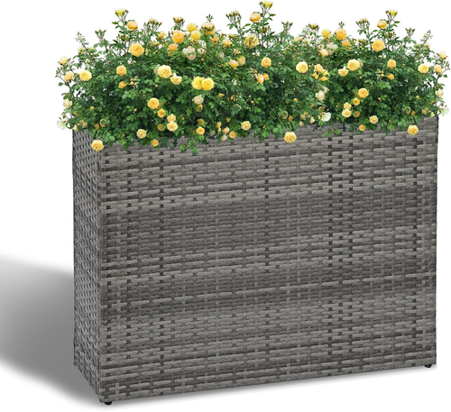 Large Rectangular Block Planter Box Handmade Wicker Tall Planters for Outdoor Pl