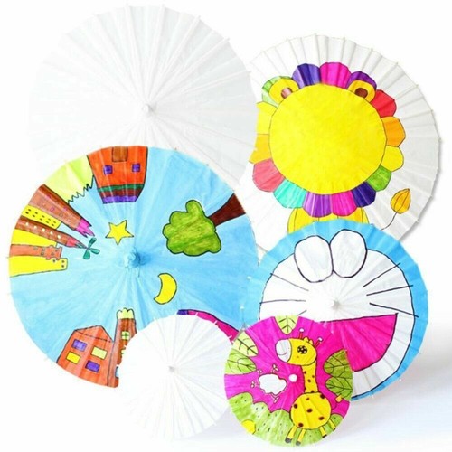 20/30/40/60cm Vintage White Paper Umbrella Parasol Wedding Bridal Party Decor - Picture 4 of 24