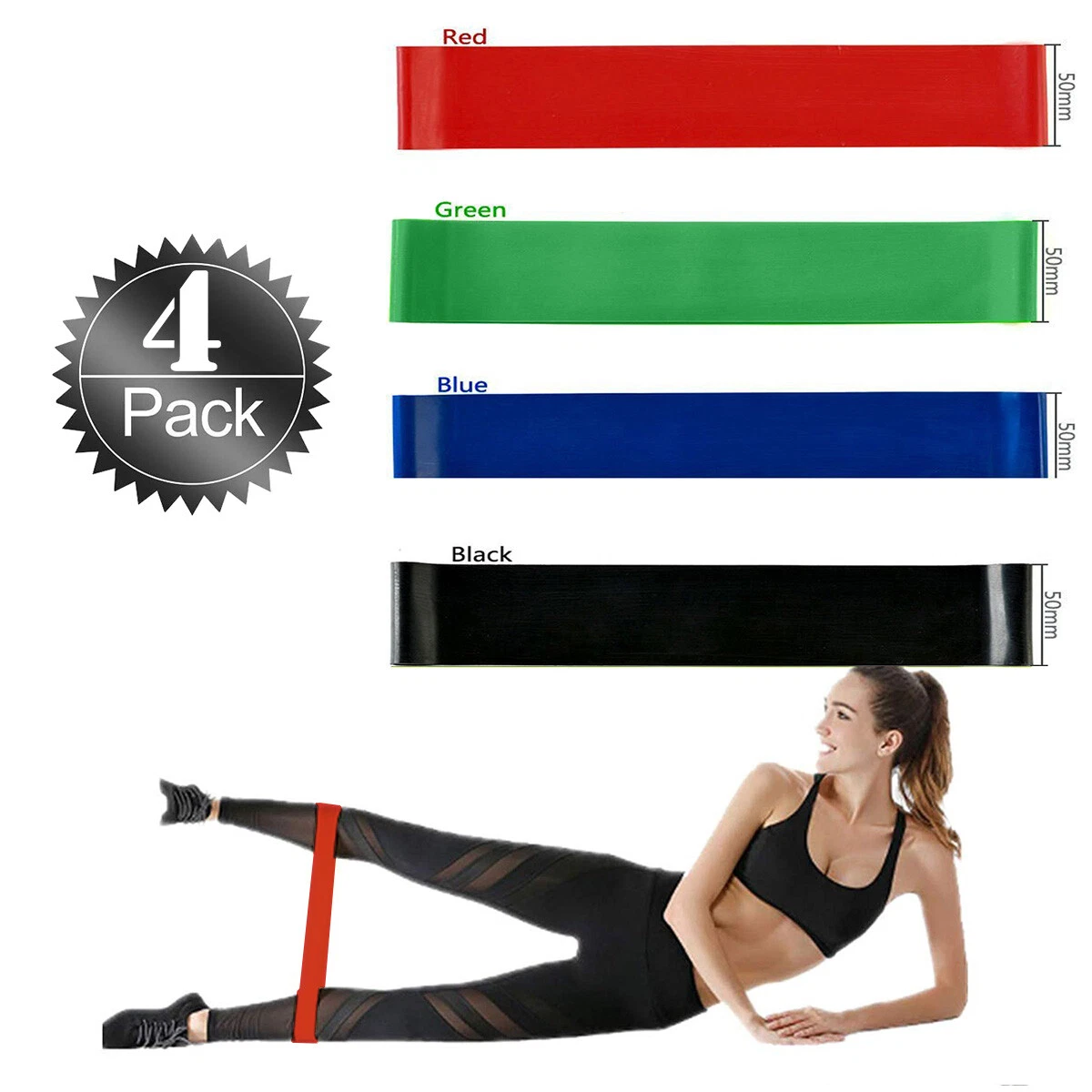 Flat Band Kit - 4 PACK, Extra Light / Light / Medium / Heavy Resistance  Bands