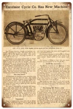 Vintage Style Metal Sign Excelsior Cycle Co. Machine Bicycle 12 x18
