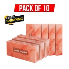 Himalayan Salt Bricks Tiles Pack Of 10 Size 8x4x2 For Home Decor ,Spa and Suana