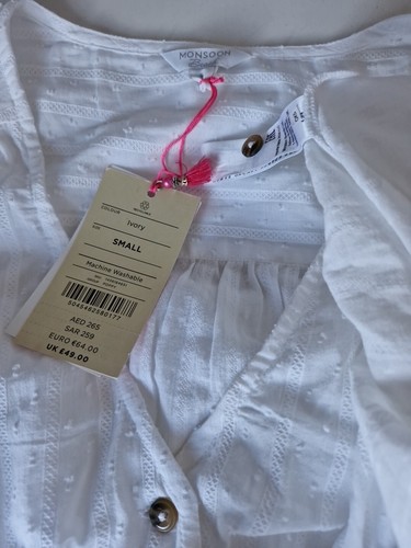 Monsoon Dolly Dobby Stripe Short Beach Summer Cotton Dress Size Small BNWT - Picture 5 of 5