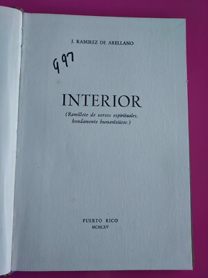 Interior J Ramirez De Arellano San Sebastian Puerto Rico ExLib 1965 HC #5473