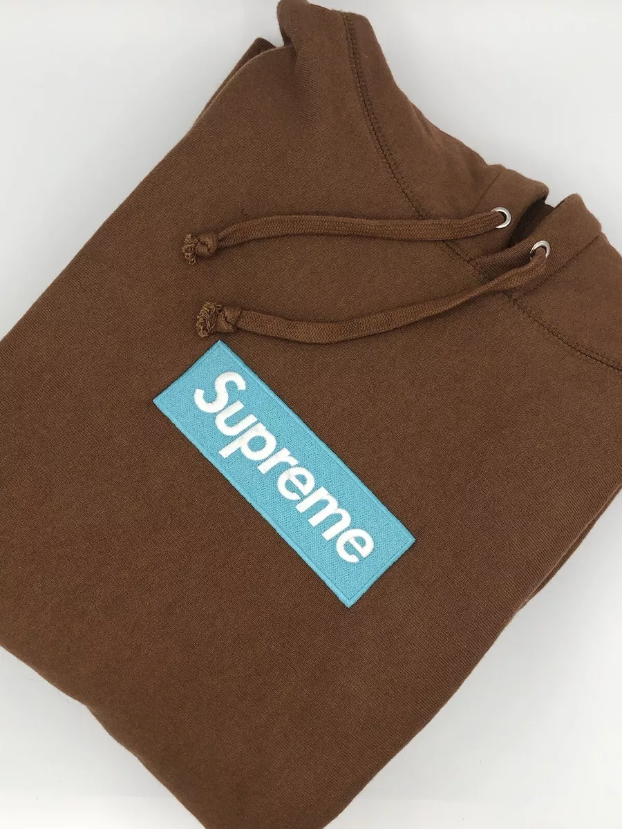 Supreme FW 17 Rust Brown Teal Tiffany Blue Box Logo Hoodie Size XL