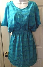 New $68 COLLECTIVE CONCEPTS Dress Split Sleeve Blue Turquoise Geo Sz XS NWT