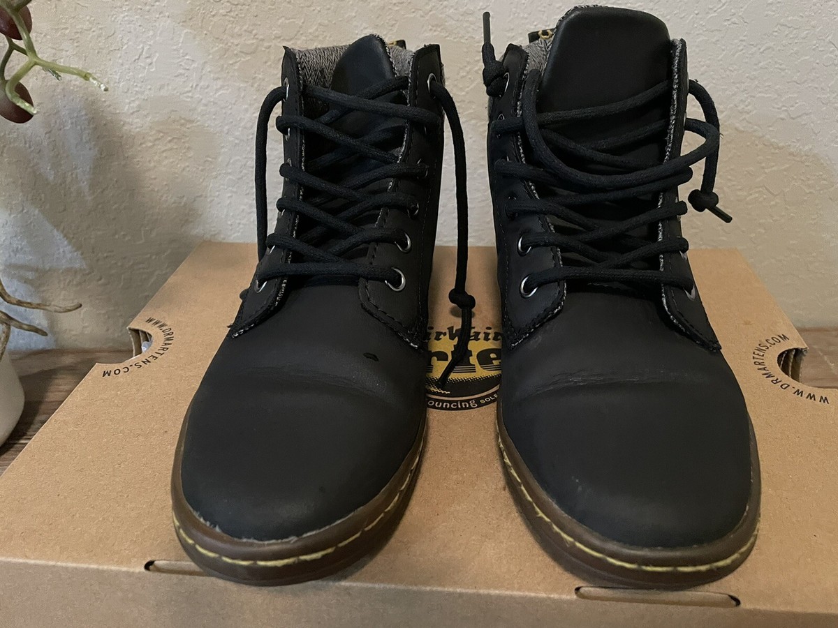 Dr.Martens Maelly—Padded Collar Black Leather Canvas Ankle Boots Size Womens 5US Dr Doc Martens Maelly Boots Shoes Womens US 5 UK 3 Leather  main image 2