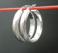 1.25" Diamond Cut Twisted Hoop Earrings Real 925 Sterling Silver 6mm X 30mm