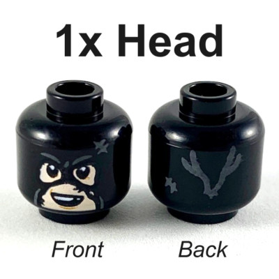 LEGO Black Minifigure Head with Balaclava Light Nougat Face, Smile Missing Tooth