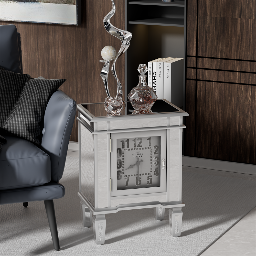 クリスタル付きミラーナイトスタンド BEDSIDE TABLE Amazon.com: Deluxe Modern Bedside Table - Mirrored End Table