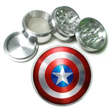 Captain Shield Rs1 Themed Aluminum Herb Grinder 63mm 4 Piece Hand Mueller