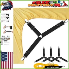 4-Piece Adjustable Bed Sheet Fasteners - Secure Triangle Gripper Straps