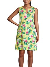 Lands' End Sundress Swim Cover Up 100% Cotton  Floral  Beach Holiday Plus Curve