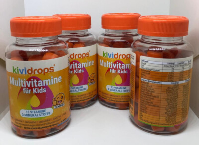 TOP Kividrops Multivitamin Drops für Kinder 4 Dosen a 60 Drops vegan halal 03/27