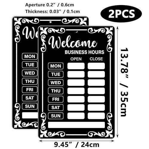 2Pcs Business hours sign Open hours signs for business Changeable store black - Picture 7 of 8