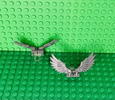 Lego 2 Transparent Mini Figures Neck Bracket W/ Dark Bluish Gray Feathered Wings