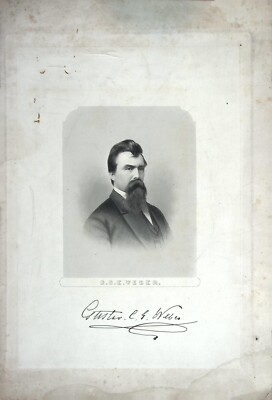 Antique Portrait Print Gustav C. E. Weber Signed 1800s Cabinet Card Style
