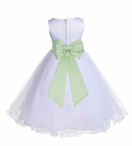 Satin White Tulle Flower Girl Dress Wedding Pageant Communion Reception Baptism - Picture 41 of 61