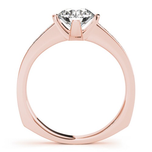 Anillo de aniversario de diamantes redondo simulado de 1,23 quilates oro rosa sólido de 14 quilates talla 8 - Imagen 3 de 5